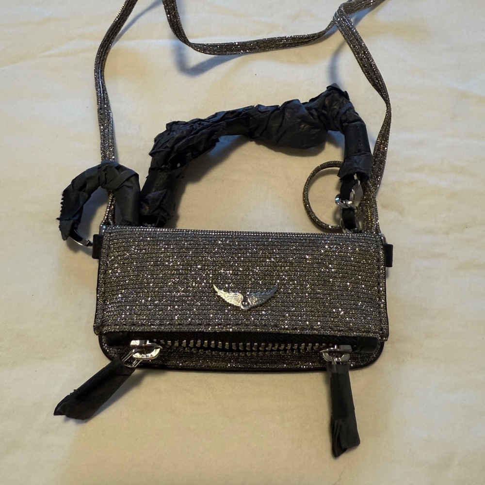 Zadig & Voltaire Silver Glitter Crossbody Bag